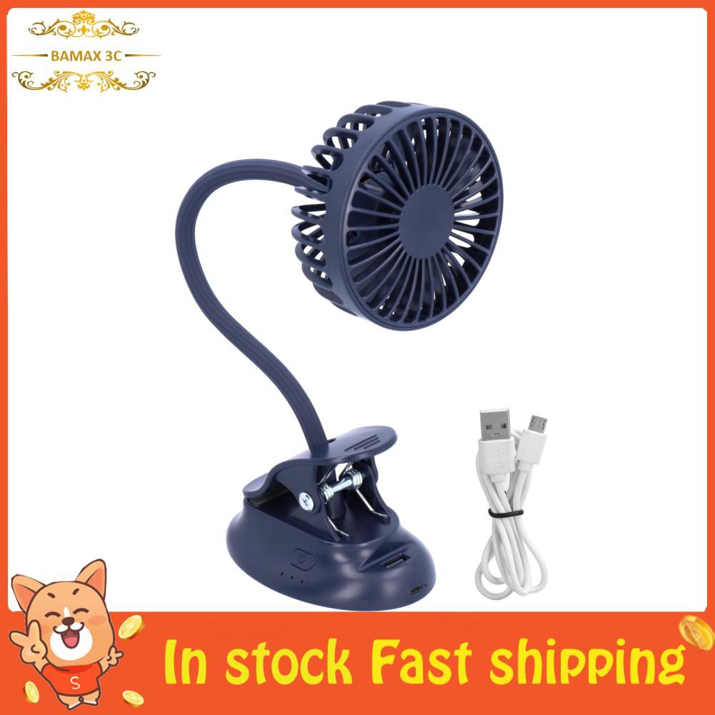 Bamaxis Bendable Small Fan Dark Blue USB Adjustable Angle Clip for Home Dormitry School Outdoor