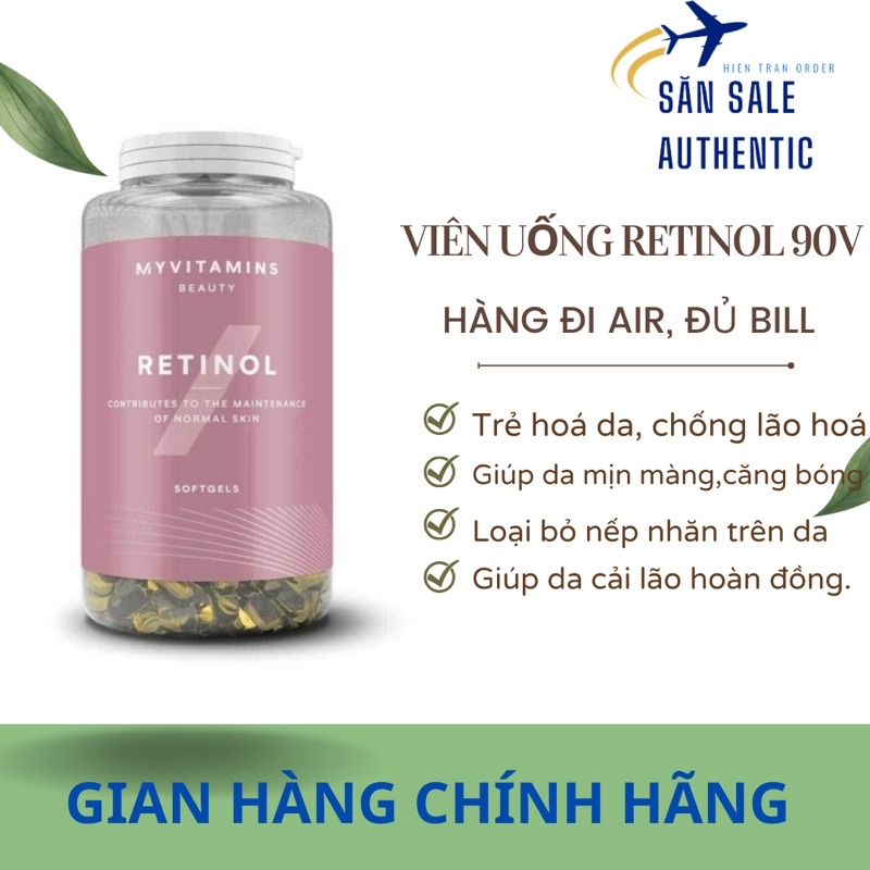 (Bill UK) Viên uống làm đẹp da, chống lão hoá Retinol Myvitamins 90 viên