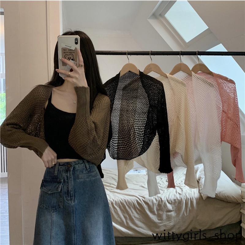 Wittygirls_ Shop | Áo Khoác Cardigan Dệt Kim Tay Dài Dáng Rộng Thời Trang Mùa Thu Cho Nữ