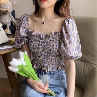 Áo Sơ Mi Voan Tay Ngắn Phong Cách Vintage Cho Nữ