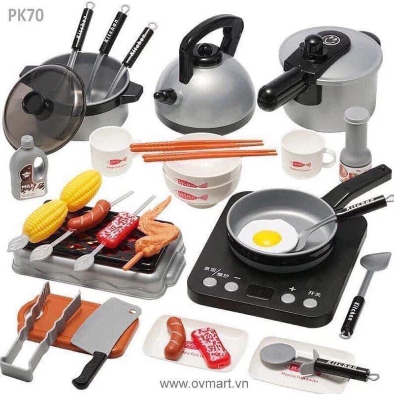 bộ đồ chơi nấu ăn 36 món có bếp điện y như thật