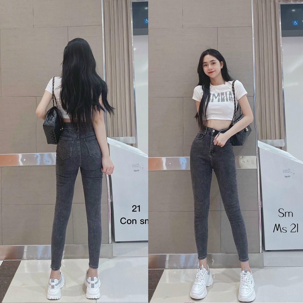 [HÌNH THẬT] QUẦN JEANS SKINNY ĐEN CO GIÃN - 2 MÀU XÁM, ĐEN - CẠP CAO ÔM BODY HOT GIRL - QUẦN BÒ DÀI TRƠN BASIC 6