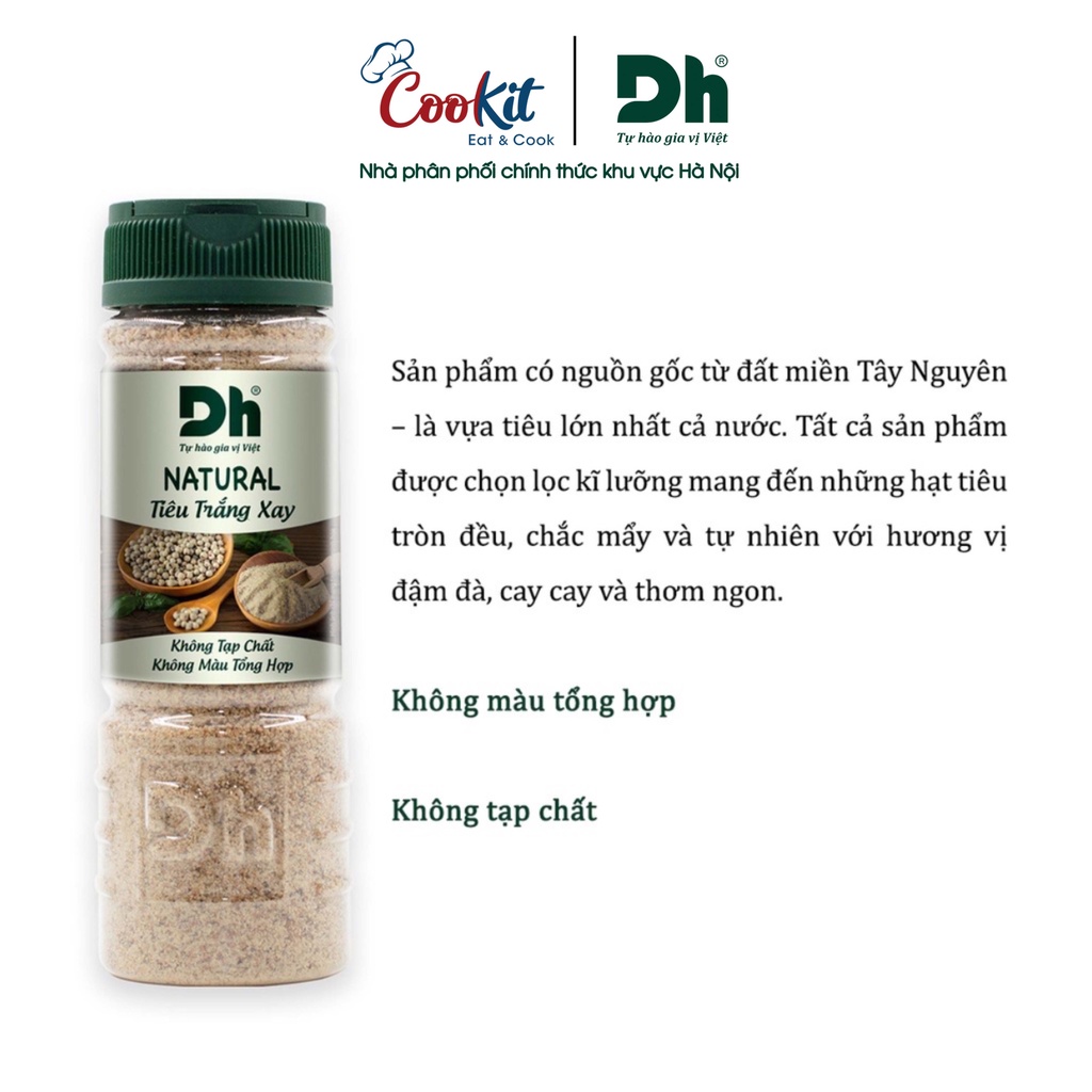 Tiêu trắng xay Natural Dh Foods gia vị ướp, nêm thực phẩm đặc trưng hũ 45gr