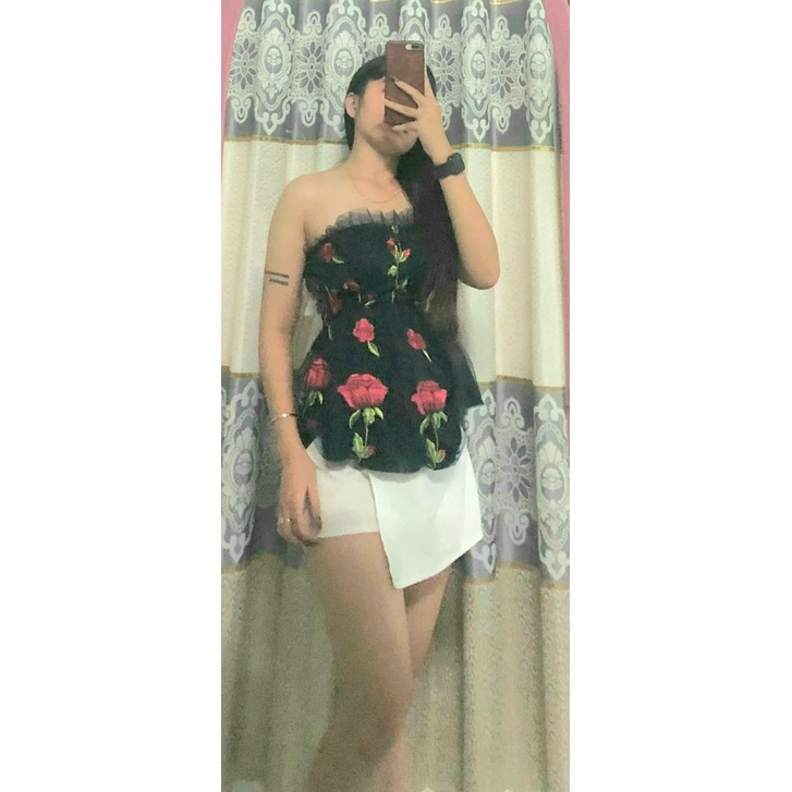 Áo Croptop quây ngực hoa hồng sang chảnh DG4563