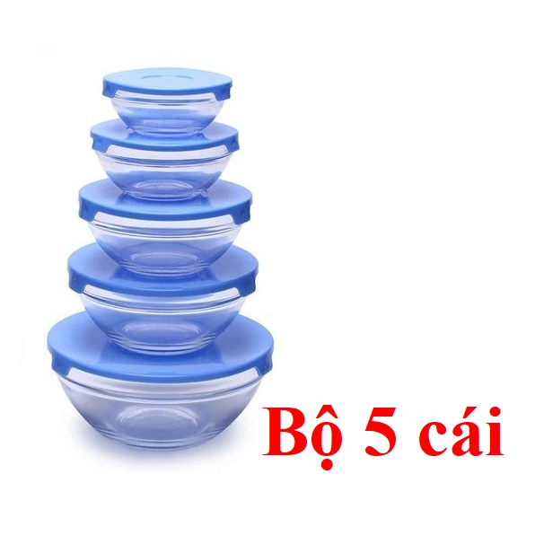Bộ thố thủy tinh 5 cái, nhiều màu