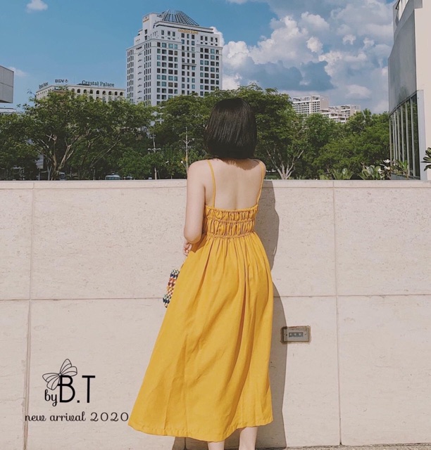 Đầm Maxi - Váy 2 Dây Chun Ngực Chất Đũi Xước Dáng Dài | BigBuy360 - bigbuy360.vn