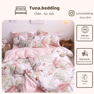 Poly lá hồng - bộ vỏ chăn ga gối - hàng nhập khẩu