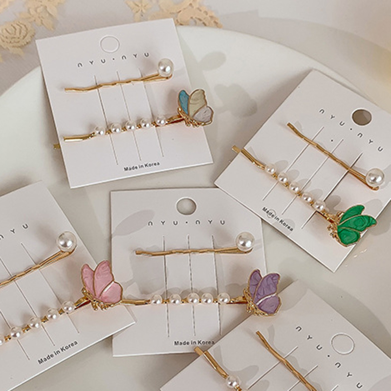 Bộ 2 Kẹp Tóc Đính Ngọc Trai Xinh Xắn Dành Cho Nữ