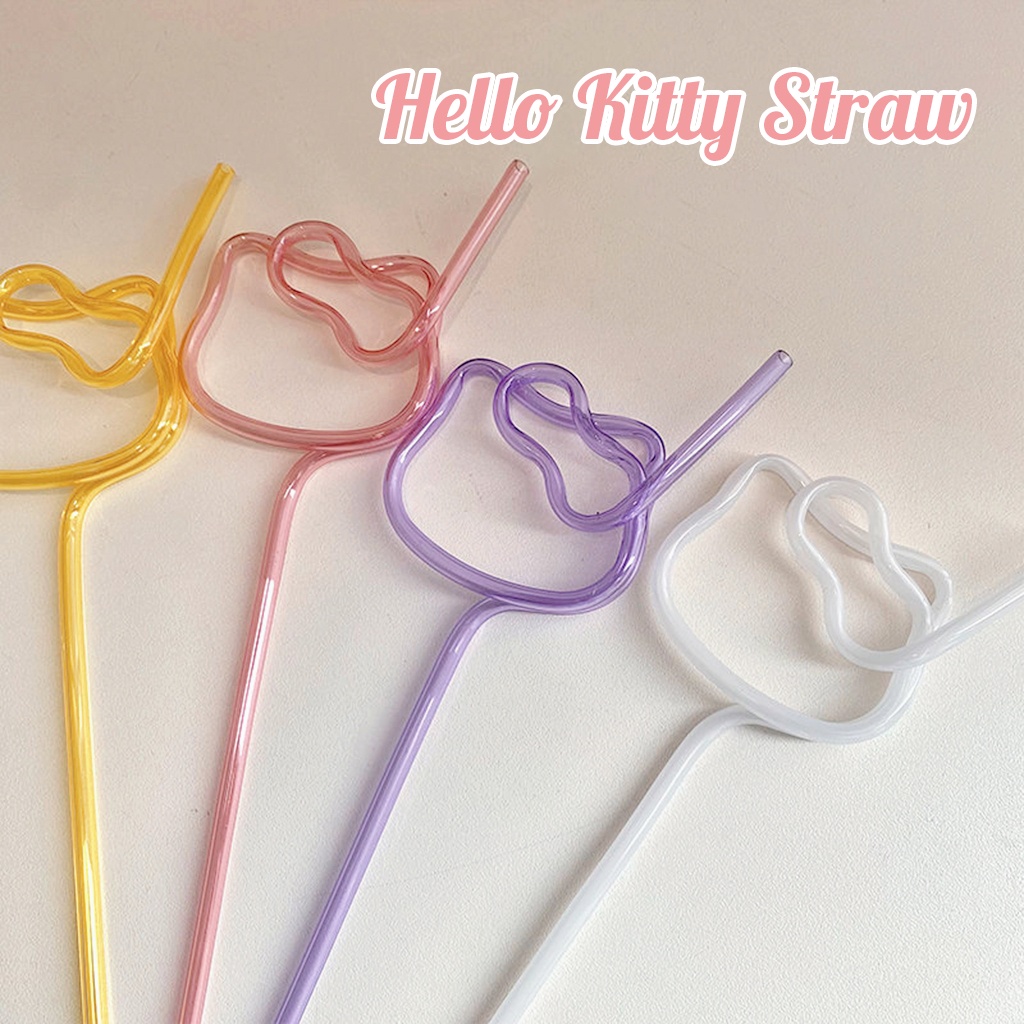 Hello Kitty Straw Milk Drinking Straw Stirring Stick Reusable Drinking Straws Gift