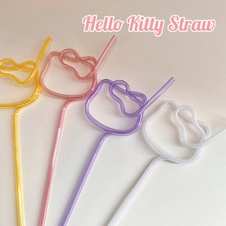 Hello Kitty Straw Milk Drinking Straw Stirring Stick Reusable Drinking Straws Gift