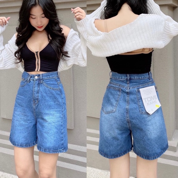[ ÁNH XẠ ] QUẦN JEANS NGỐ LỬNG NỮ LƯNG CAO LAI CUỐN TÚI NẮP MÀU XANH ĐẬM FORM RỘNG MÁT MẺ CAO CẤP NITI KÈM ẢNH THẬT HOT