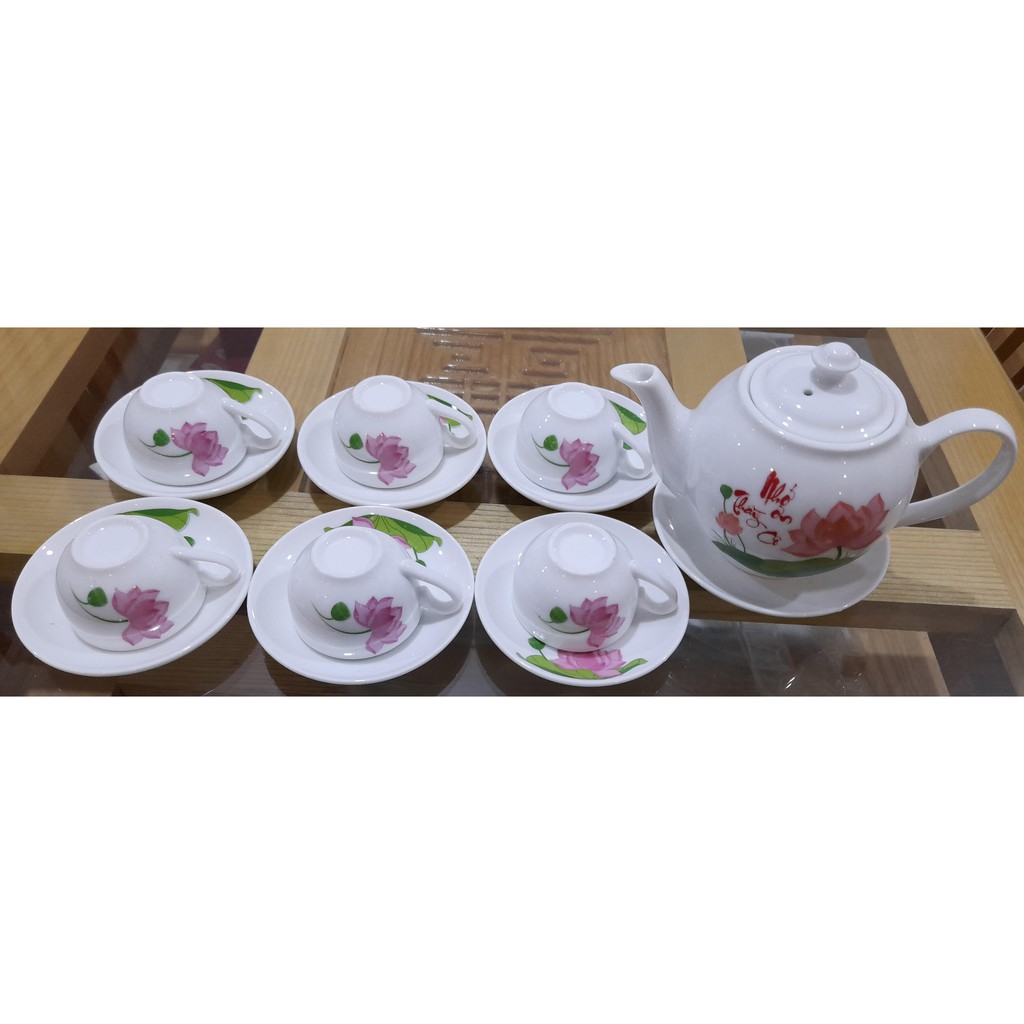 Bộ trà, bộ ấm chén hoa sen hồng, hàng tuyệt đẹp, giá cực rẻ