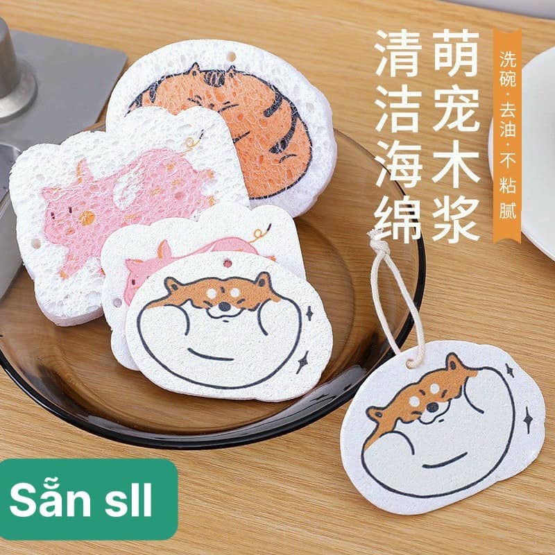 Miếng rửa bát bọt biển nở được hình thú siêu kute ( hình ngẫu nhiên )