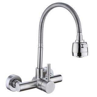 Vòi rửa chén bát Nóng Lạnh cao cấp INOX 304 CNL420 kèm 2 dây nóng lạnh và phụ kiện lắp.