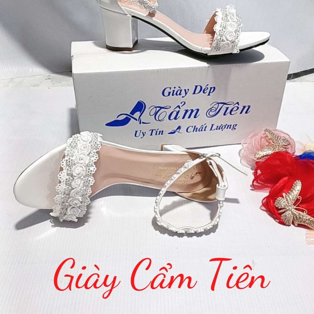 Giày cưới xăng đan Cẩm Tiên cao 3cm đến 9cm