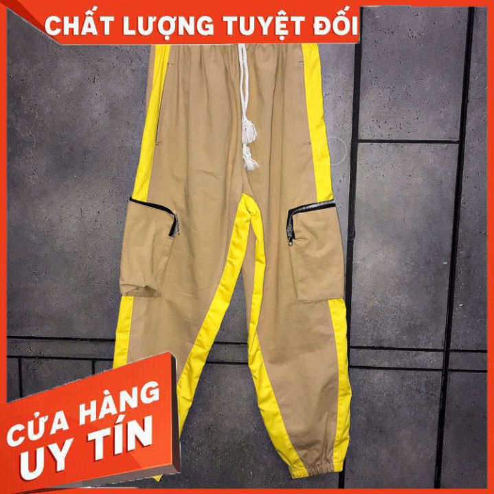 Quần jogger kaki phối túi hộp dây kéo 2 màu Cam kết chất lượng 100%