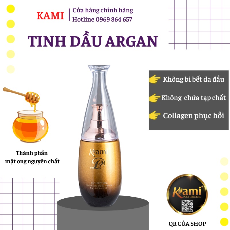  Tinh Dầu Dưỡng Bóng Tóc Argan Oil Collagen Kami cao cấp, không bí bết da đầu