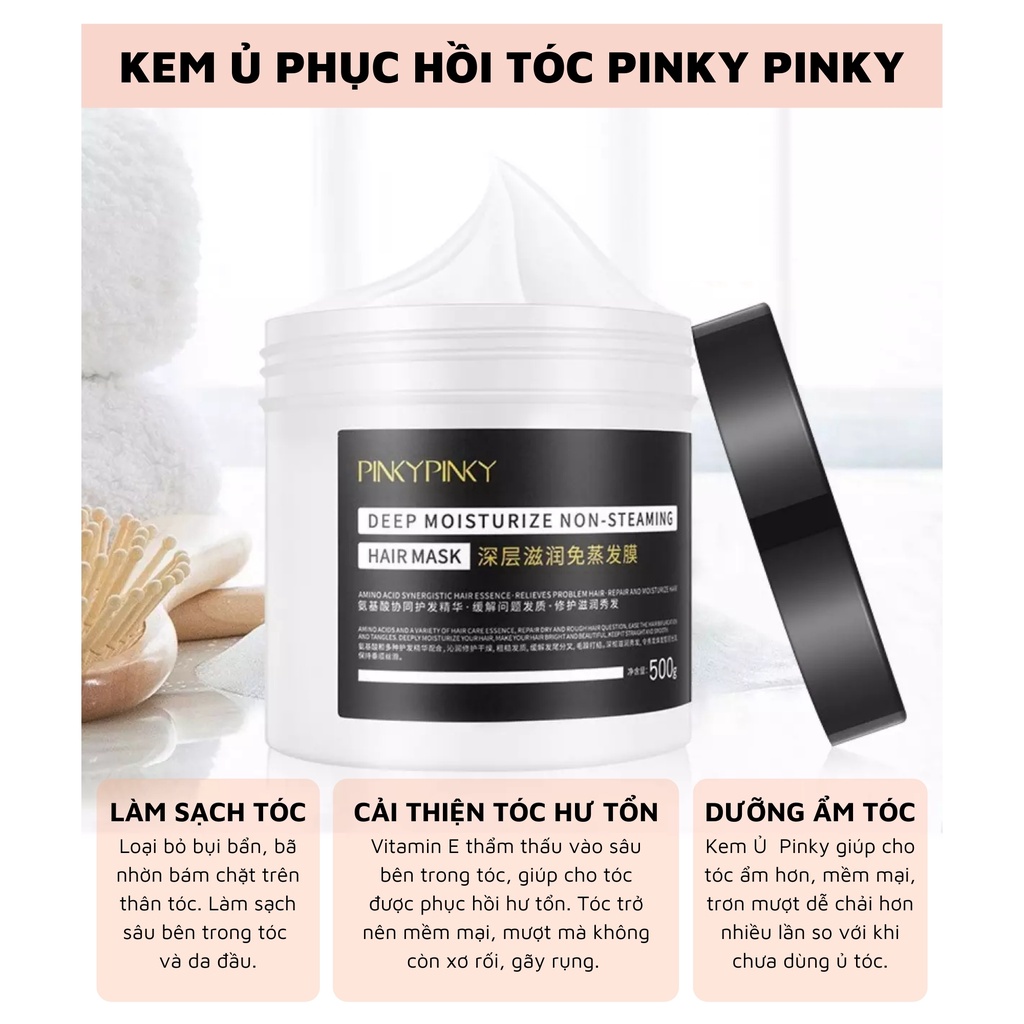 Kem ủ tóc Collagen nội địa Trung Phục Hồi Hư Tổn Dưỡng Tóc Bóng Mượt Vào Nếp Pinky Pinky