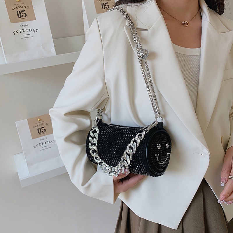 Túi Đeo Vai Hình Trụ Đính Kim Cương Giả Cao Cấp Thời Trang 2022 Cho Nữ