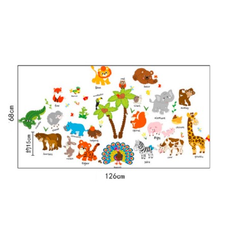 Decal dán tường vườn thú tiếng Anh