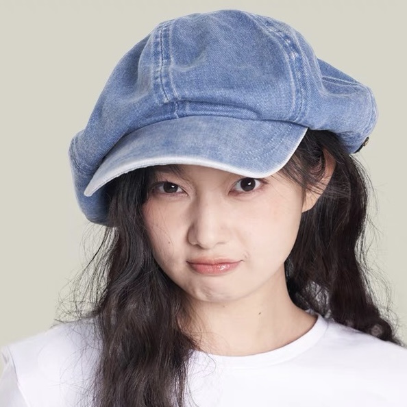 Mũ beret MG STUDIO denim cỡ lớn sành điệu hợp thờI trang