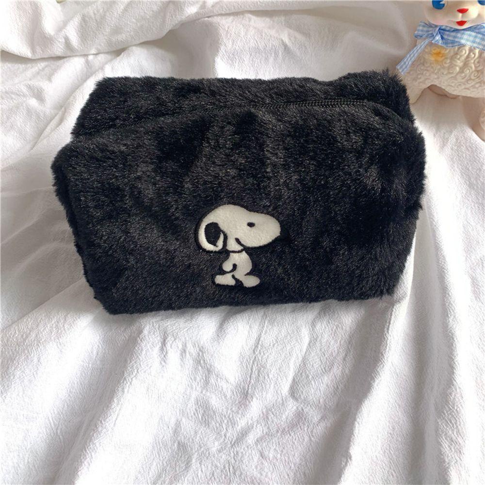 OCEANMAP Túi Đựng Đồ Trang Điểm Bằng Polyester Xếp Ly Màu Sắc Tinh Khiết In Hình Snoopy Phong Cách Hàn Quốc