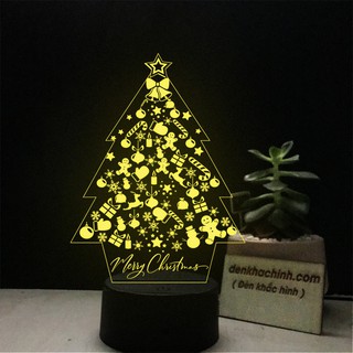 Đèn led khắc cây thông Noel, tranh thư pháp, để bàn, trang trí, đèn ngủ, quà tặng, thiết kế và khắc hình theo yêu cầu