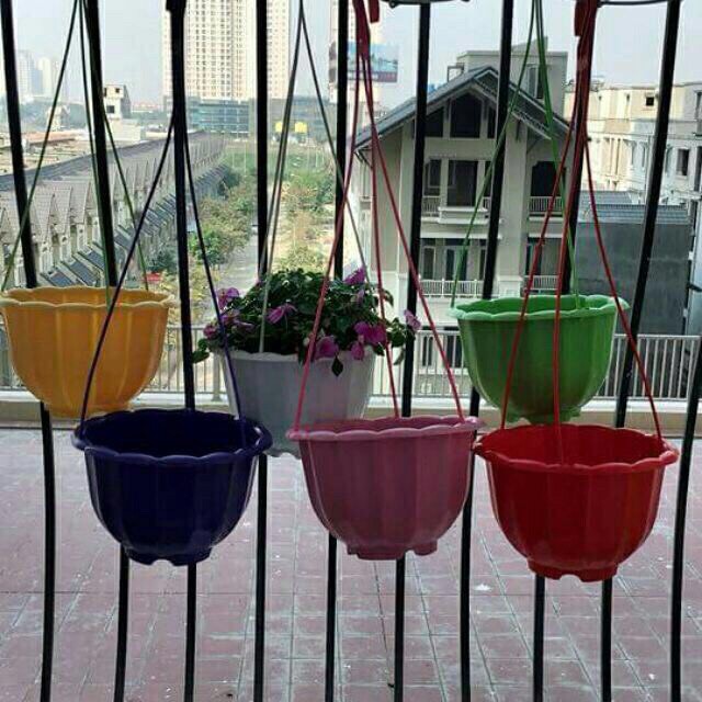Chậu treo ban công, giỏ treo lan, trồng cây, hoa ban công hình quả bí ngô kích thước 20*17cm bền đẹp hàng công ty loại 1