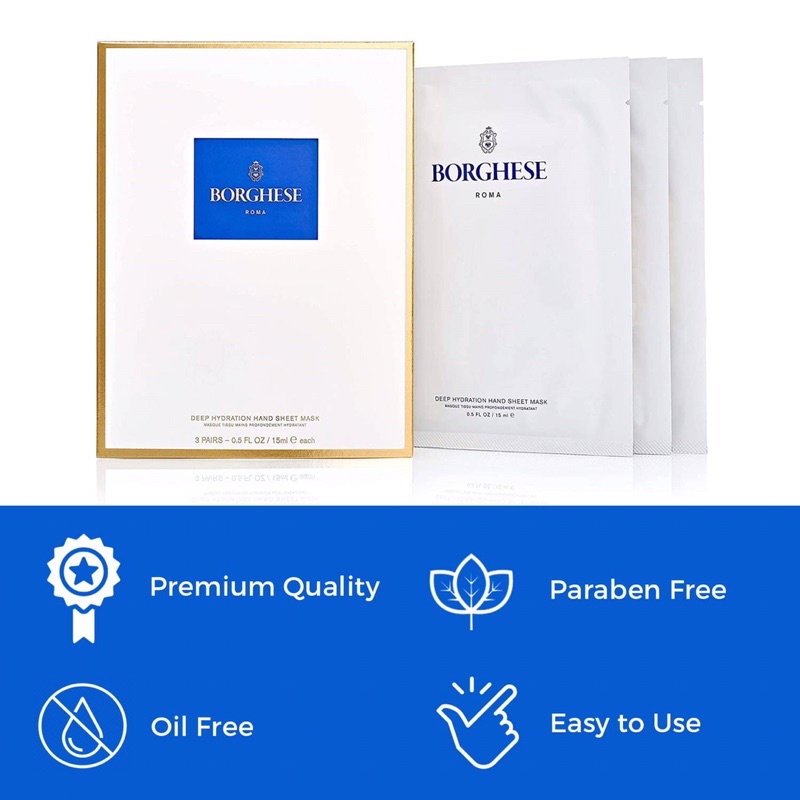 Mặt nạ dưỡng ẩm sâu cho da tay Borghese Deep Hydration Hand Sheet Mask