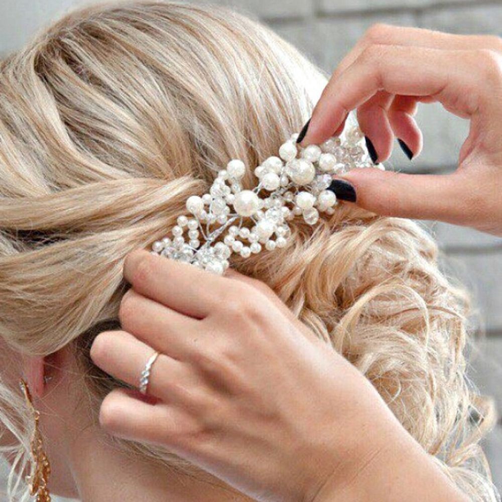 Cài tóc cô dâu đính hạt ngọc trai sang trọng