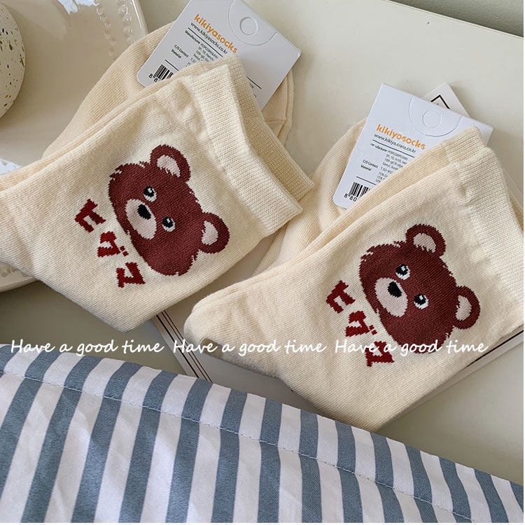 Vớ Ống Trung Bình In Hình Gấu Hoạt Hình Dễ Thương Phong Cách Nhật Bản Thời Trang Dành Cho Bạn Gái jk
