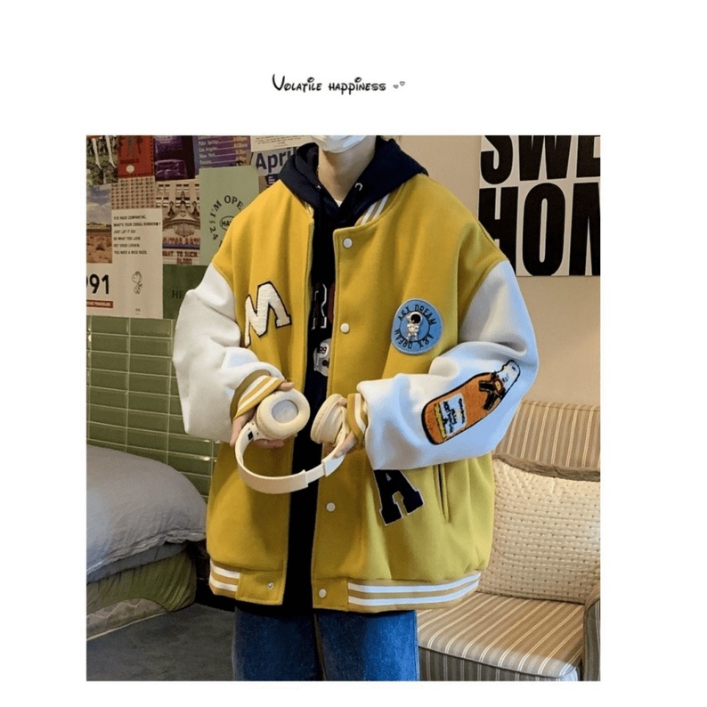 (FREE SHIP) ÁO KHOÁC BOMBER NAM NỮ PHỐI HỌA TIẾT CHỮ THỜI TRANG CÁ TÍNH SÀNH ĐIỆU THỜI TRANG PHONG CÁCH HÀN TK 2022