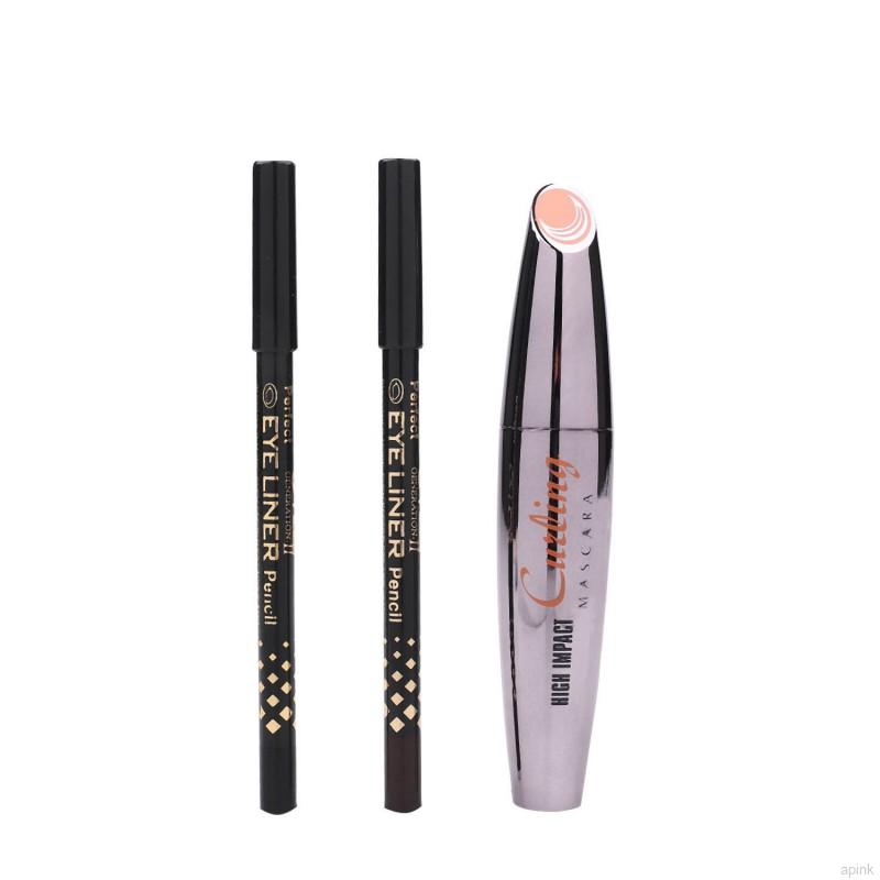 [Hàng mới về] Set 3 bộ sản phẩm trang điểm mascara đen & bút kẻ mắt nâu kháng nước tạo hiệu ứng trang điểm 3D | BigBuy360 - bigbuy360.vn