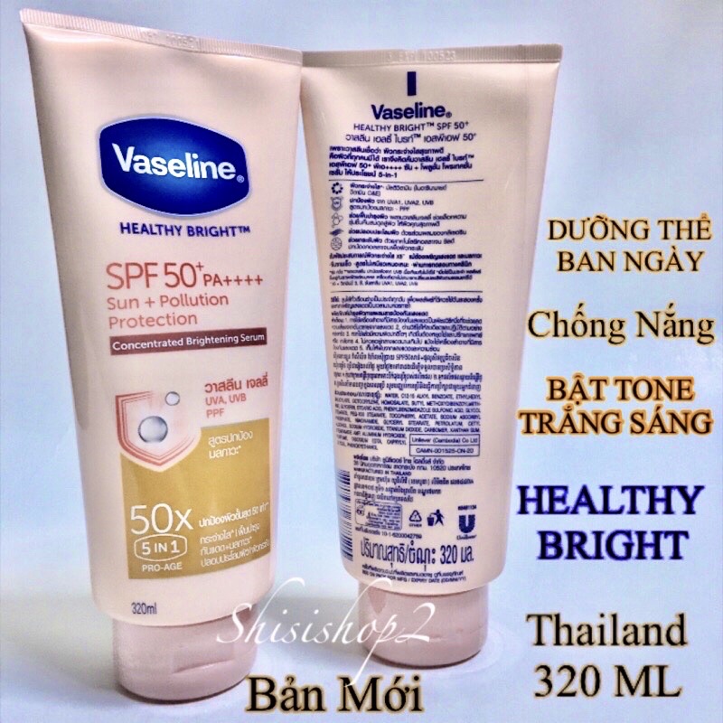 Dưỡng Thể Ban Ngày VASELINE 50X HEALTHY BRIGHT SPF50+++ Thailand