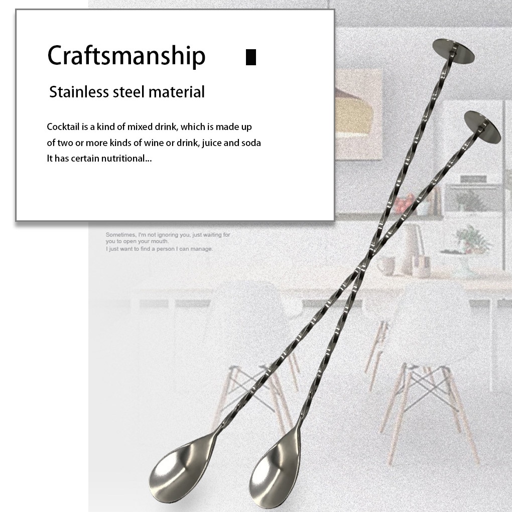 [Choosewho1] Long Handle Wine Stirrer Bar Pub Home Kitchen Beverage Blender Twist Cup Stainless Steel Stirring Spoon