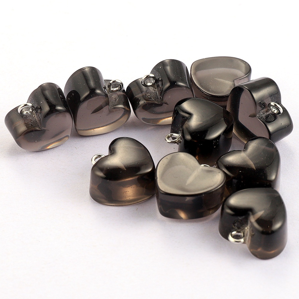 Bộ 10 hạt cườm làm mặt vòng cổ hình trái tim 3D trong suốt