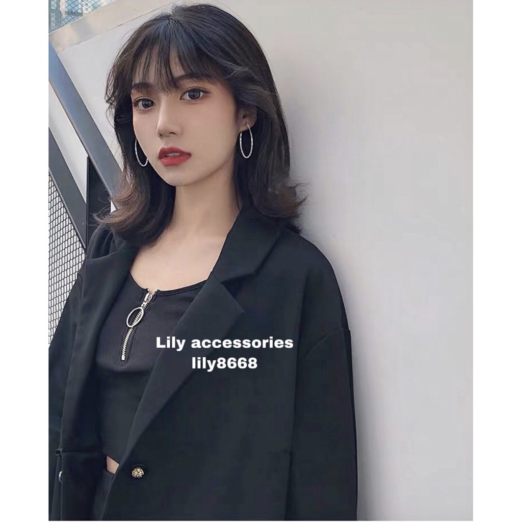 Simple Hoop Earrings khuyên tai tròn vân phong cách hàn quốc cá tính