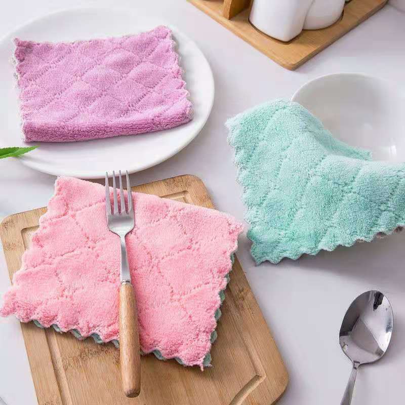 Set 10 khăn lau bếp, khăn lau đa năng 2 mặt siêu thấm, tiện lợi