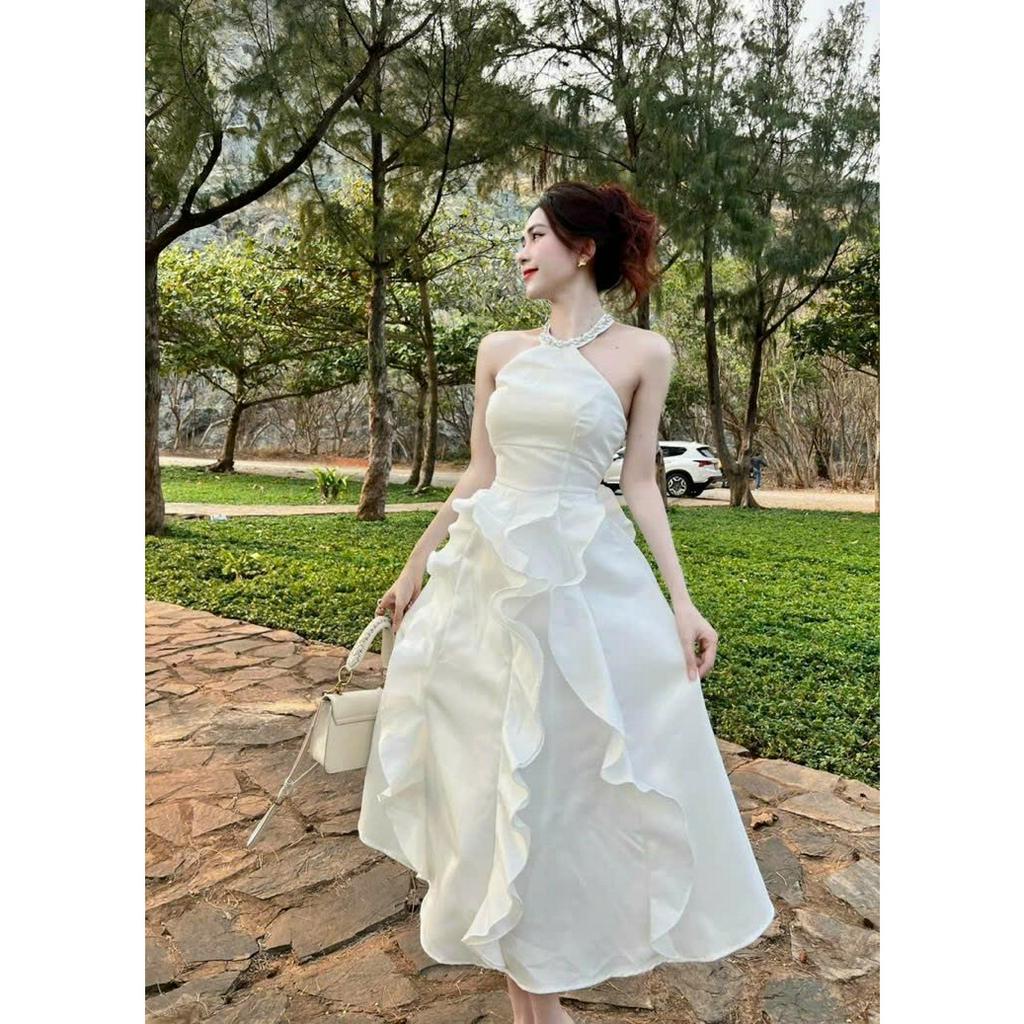 SIÊU PHẨM ĐẦM XÒE PHỐI BÈO CỔ YẾM TRẮNG TINH KHÔI SIÊU ĐẸP