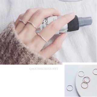 Set 3 nhẫn bạc trơn mảnh (được chọn size)