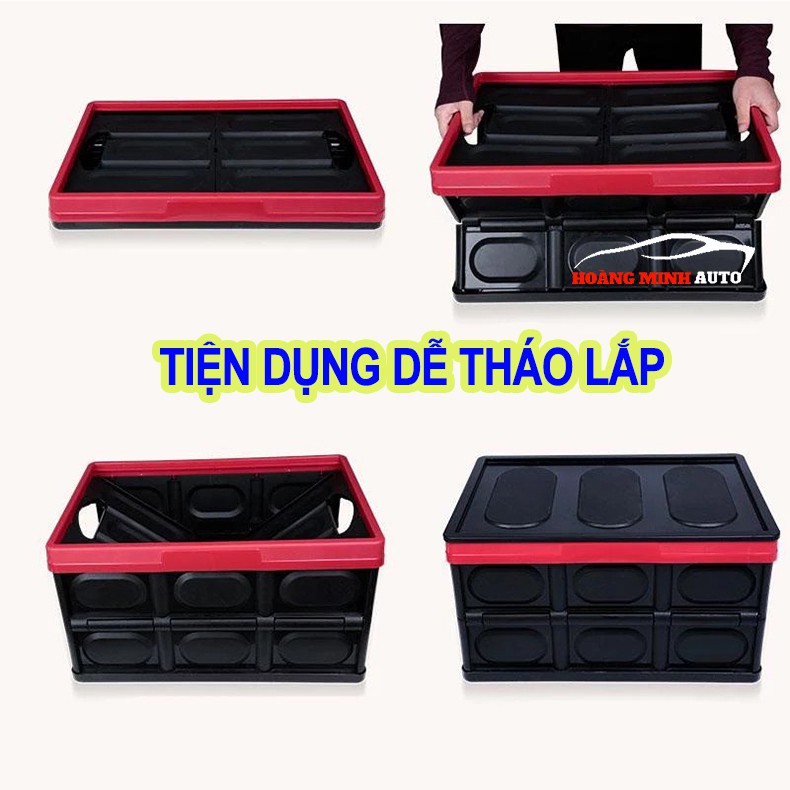 Hộp đựng đồ cốp xe 56 lít có thể gấp gọn chịu sức nặng đến 100kg dùng để đồ cốp sau xe hơi