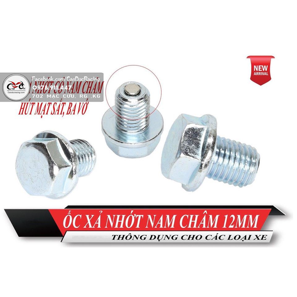 Ốc nắp nhớt nam châm 12mm thông dụng các dòng xe honda 12ly