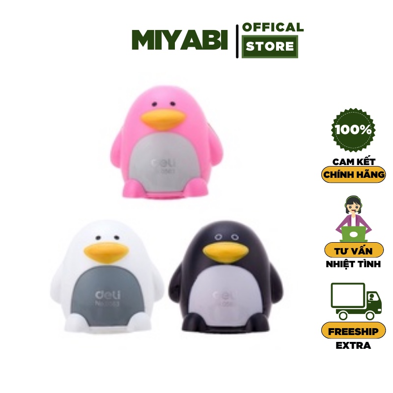 Gọt bút chì Deli 0563 cute hình chú chim cánh cụt - Gọt bút chì mini cao cấp - MIYABI STORE