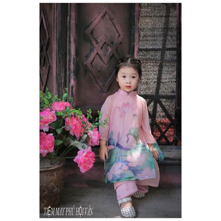 Áo dài hoa sen cho bé gái (10-30kg)