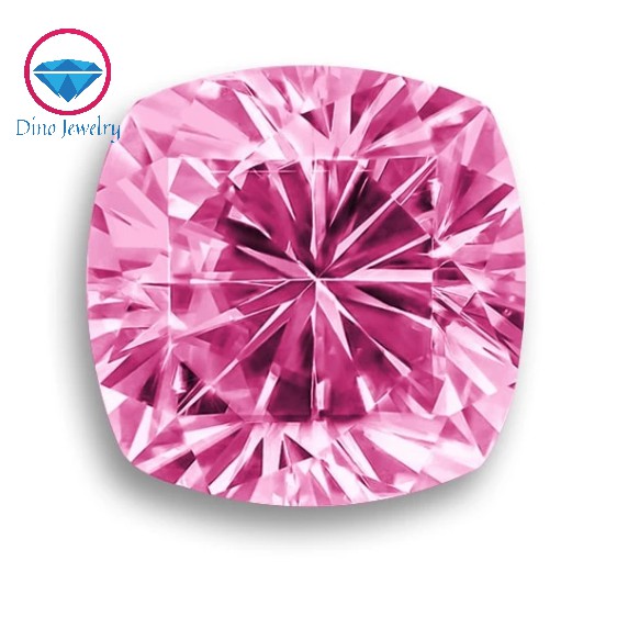 Kim cương nhân tạo cao cấp Moissanite giác cắt Cushion màu hồng