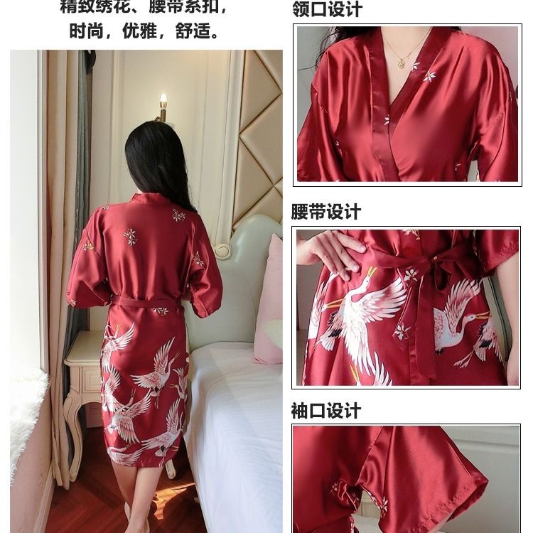 Áo choàng ngủ dài bằng lụa thanh lịch quyến rũ cho phù dâu/tiệc cưới