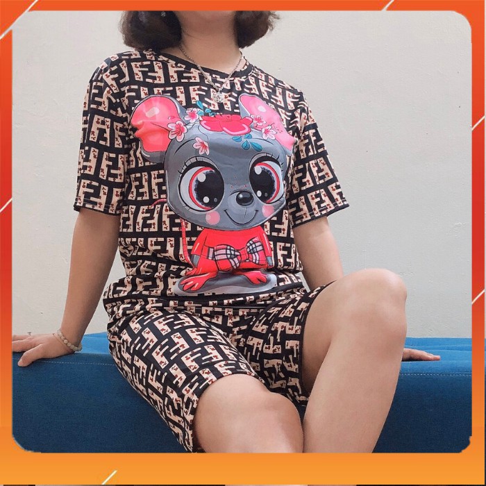 Đồ bộ thun 3D dày đẹp, mặc nhà, mặc ngủ, quần lửng, có túi