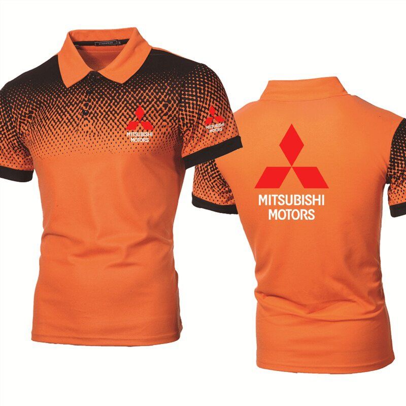 Áo polo Tay Ngắn Cổ Tròn In Logo Xe Hơi Mitsubishi Màu Gradient Thời Trang Mùa Hè Cho Nam