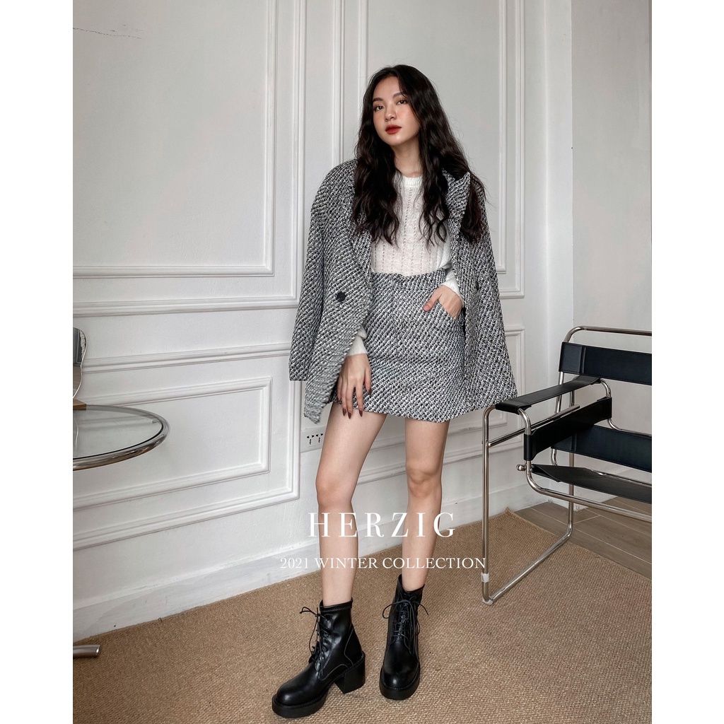Boots cổ thấp buộc dây đế vuông 5p-G537