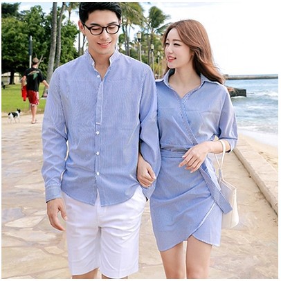 Set váy đôi sơ mi nam nữ ❤️FREESHIP❤️ Set đồ đôi sơ mi dã ngoại AV190